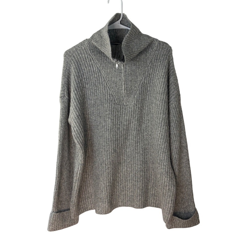 And Now This Mens Heather Grey Shaker Stitch Quarter Zip Tunic Sweater‎ XL NEW